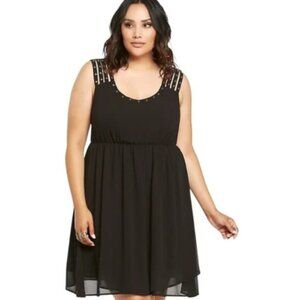 Torrid Black Studded Strappy Chiffon Dress